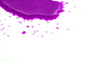 splatter violet pink purple color painting Ink drops and splashes. Blotter spots liquid paint drip drop splash on white background