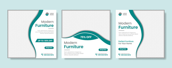 Minimalist modern furniture social media post templates