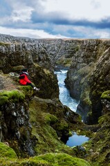 Obraz premium person on a rock