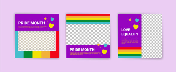 Happy pride month social media flyer template design