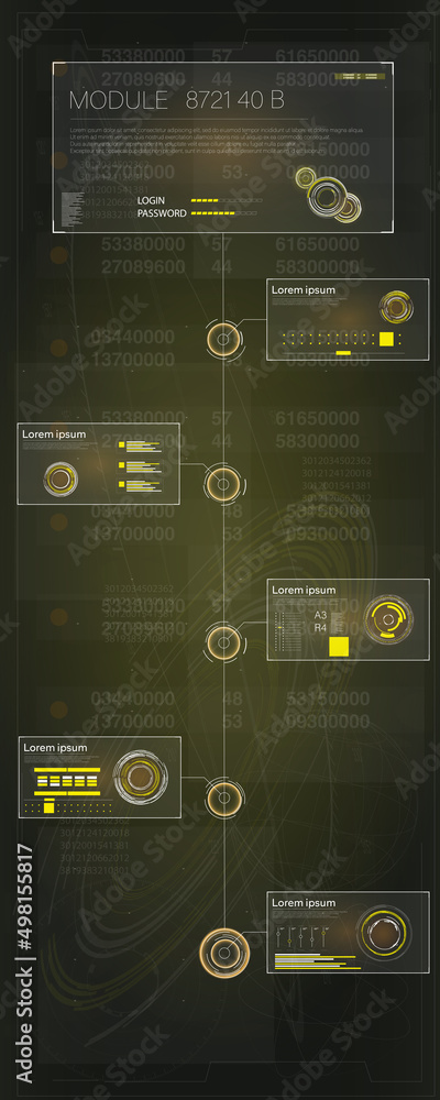 Poster process with hud elements. illustration for your design. technological background and various shapes