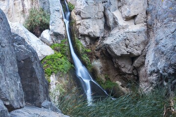 Darwin Falls, Scenic Waterfall on a Hiking Trail in Panamint Valley, Death Valley National Park, California USA