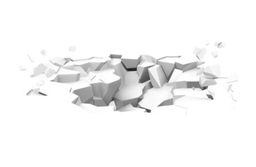 Realistic broken floor with pieces. Vector illustration isolated on white background. Ready for your design. EPS10.