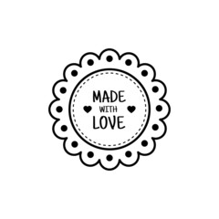 Black design made with love sticker design