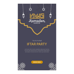 Ramadan iftar invitation stories social media template design