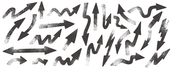 Grunge Arrows. Set of hand drawn grunge arrows. Vector illustration.