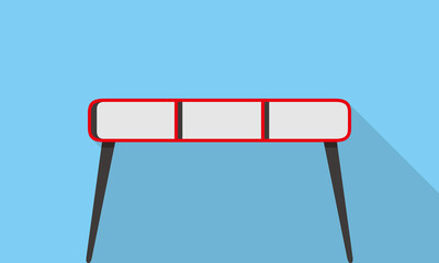 Single Desk with drawer flat icon design, Blue color background, light and shadow.