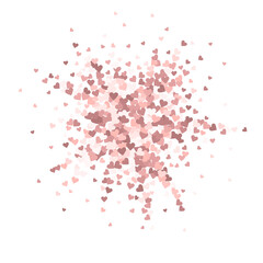 Pink heart love confettis. Valentine's day explosi