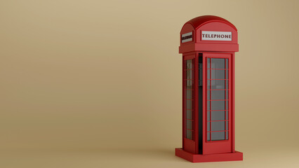 Obraz premium UK telephone booth - 3D Render. Minimalistic Design, Low poly Illustration.