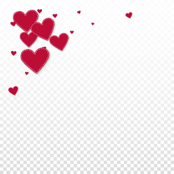 Red heart love confettis. Valentine's day corner a