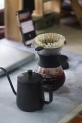 coffee drip on the table 