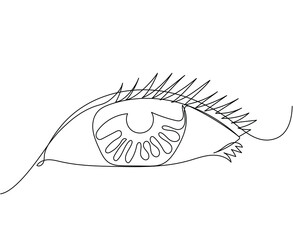 Continuous one line drawing of eye. Vector illustration