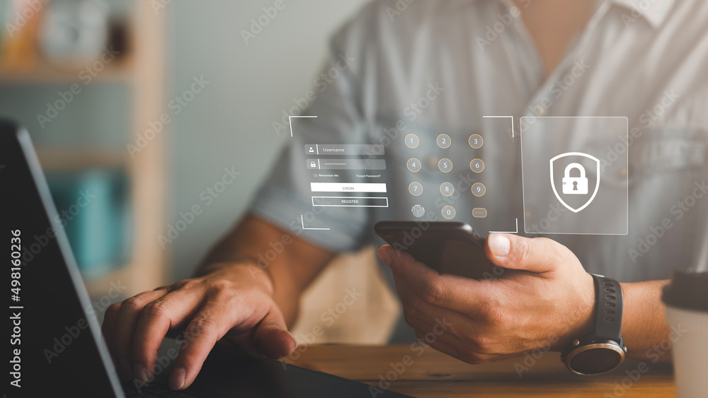 Aufkleber cyber security concwpt, information security and encryption, secure access to user's personal information, secure Internet access, cybersecurity..