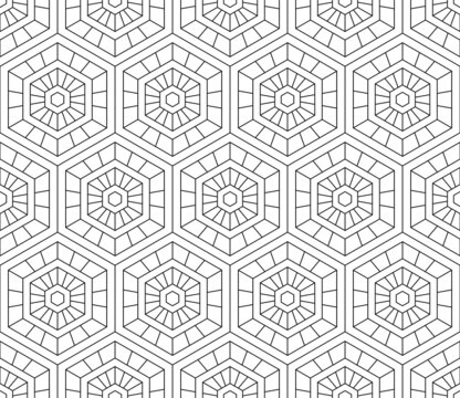 Black and white seamless linear vector illustrations. Coloring page, colouring  book for adults and children. Line pattern design. Decorative abstract geometric background. Easy to edit color and line