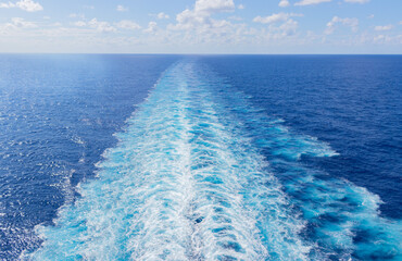 Ocean with blue sky and cruise waves.