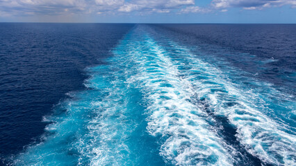 Ocean with blue sky and cruise waves.