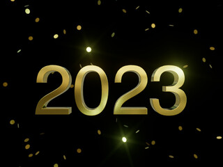 2023 Celebration, dark background, render 3D