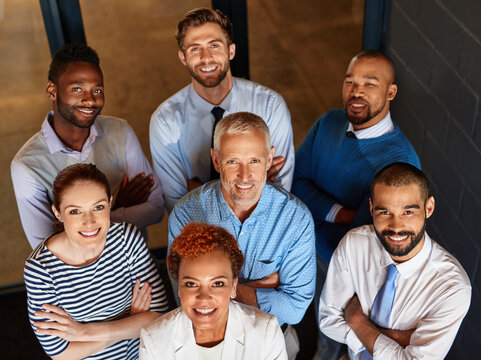Theyre a team of achievers. High angle portrait of a diverse business team.