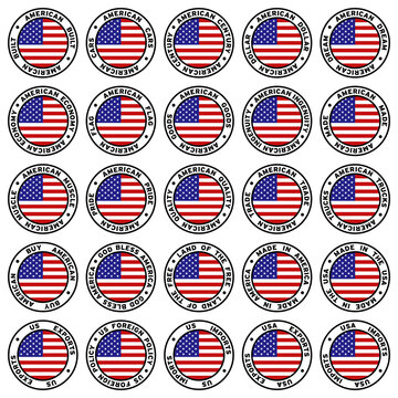 Round US Flag Clipart Set