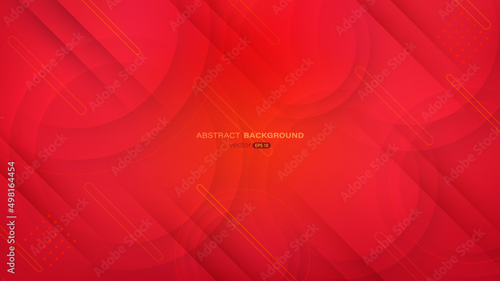 Wall mural trendy design with abstract red background and attractive circle and geometric line. vector illustra