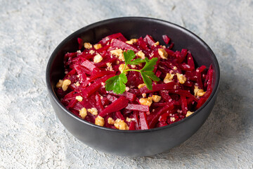 Traditional Turkish appetizers; Red beet salad (Turkish name; Pancar salatasi mezesi), Beetroot Salad