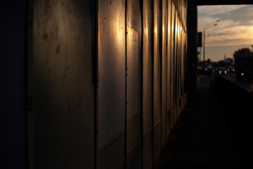 Material fencing. Wall surface. Fence on the street.