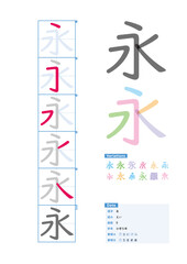書き順_小学5年_永（えい）_Stroke order of Japanese Kanji