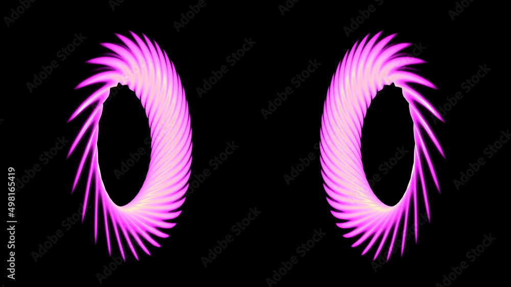 Poster spinning same size bagels. design. abstract rotating symmetric rings with striped surface isolated o