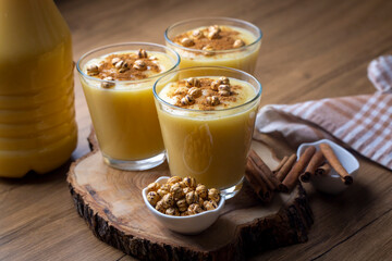 Traditional Turkish drink with roasted chickpea Boza or Bosa