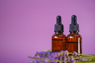 Obraz na płótnie Canvas Lavender oil.Aroma of lavender.Essence with lavender scent. Aromatherapy and massage.