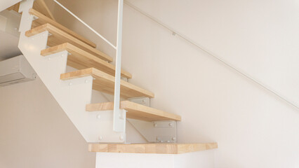 Wooden stairs and railings in a new house_01