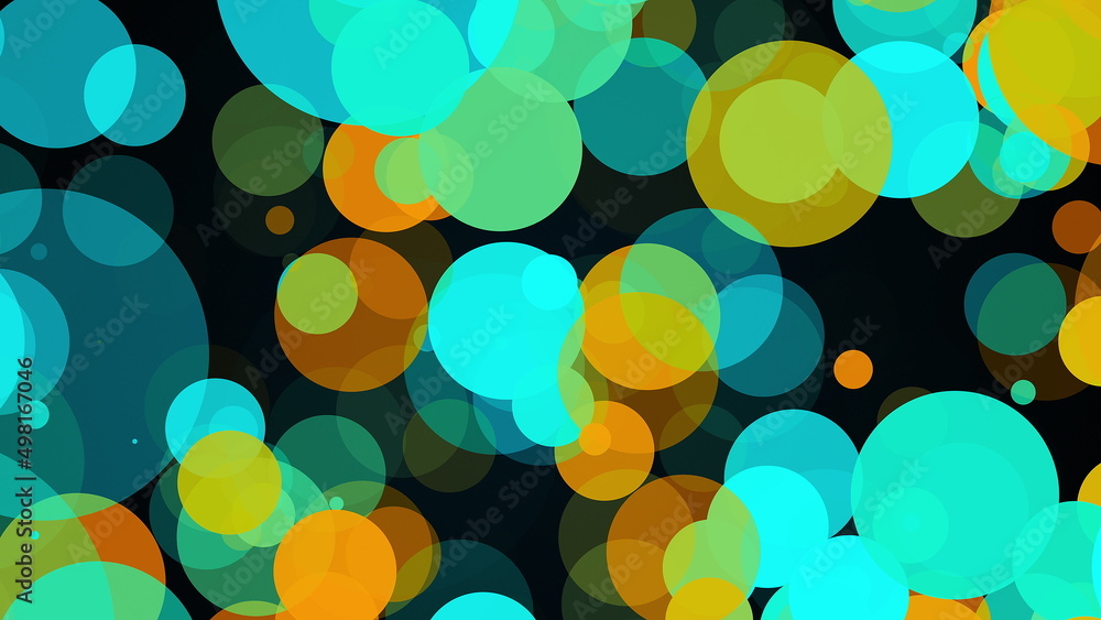 Poster abstract multicolored backdrop with many of big transparent circles. computer generated 3d render
