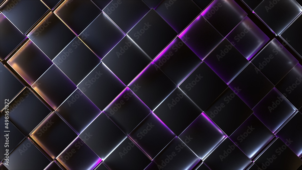 Poster black blocks with lights. computer generated 3d render