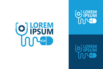 Doctor gadget computer repair logo template design vector