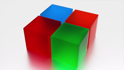 Glossy colorful cubes. Computer generated 3d render