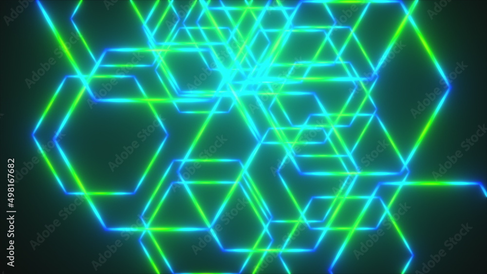 Aufkleber random multicolored hexagonal. computer generated 3d render