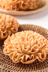 Local Thai snacks that look like flower on white background