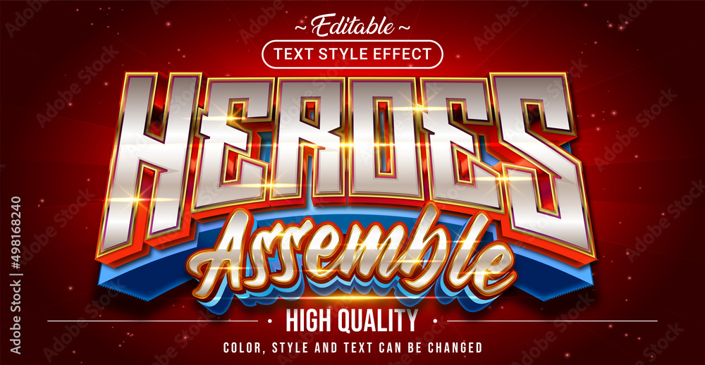 Poster Editable text style effect - Heroes Assemble text style theme.