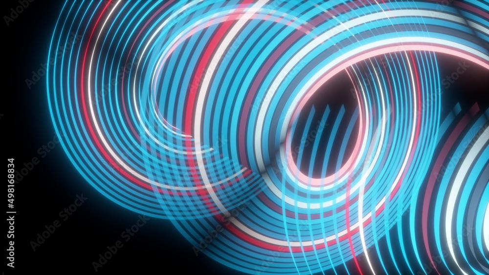 Poster abstract spiral rotating glow lines, computer generated background, 3d rendering background.