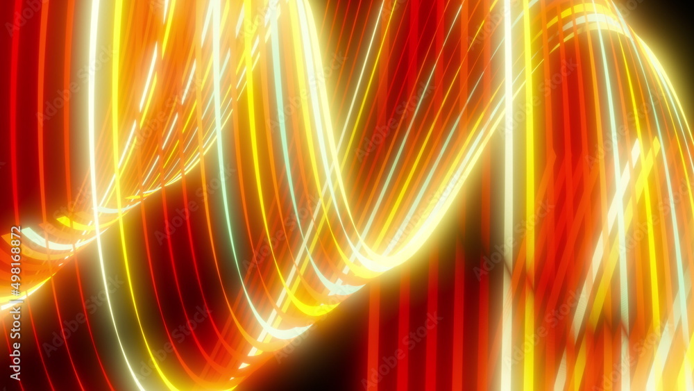 Poster abstract spiral rotating glow lines, computer generated background, 3d rendering background.