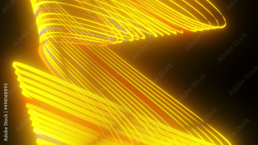 Poster abstract spiral rotating glow lines, computer generated background, 3d rendering background.