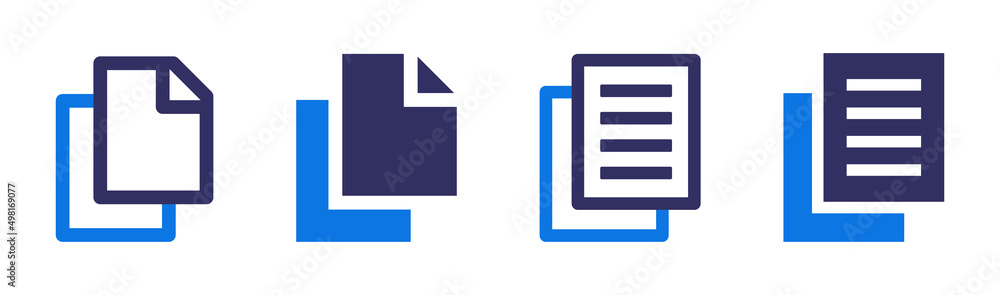 Aufkleber document icon set. paper page icon collection isolated on white background.