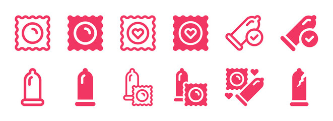 Condom icon set. Safe sex icon vector illustration.