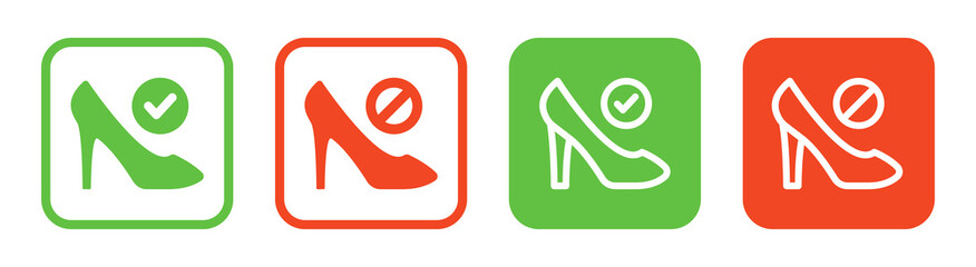 High heels icon. No heels sign icon vector illustration.