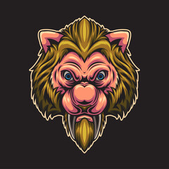 Colorful wolf head illustration