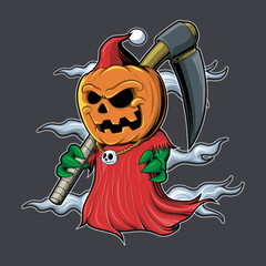 Deathpumpkin christmas character vector illustration