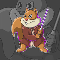 Squirrel character with sword vector illustration