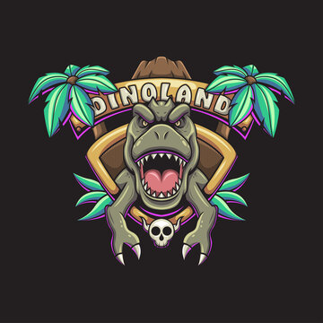 Dinoland mascot vector illustration