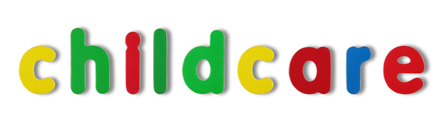Childcare coloured letters on white with clipping path