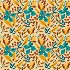 Floral seamless patterns With warm color. Vector design for paper, cover, fabric, interior decor and other users